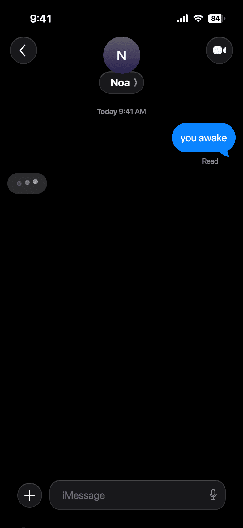 Dark mode, mid typing