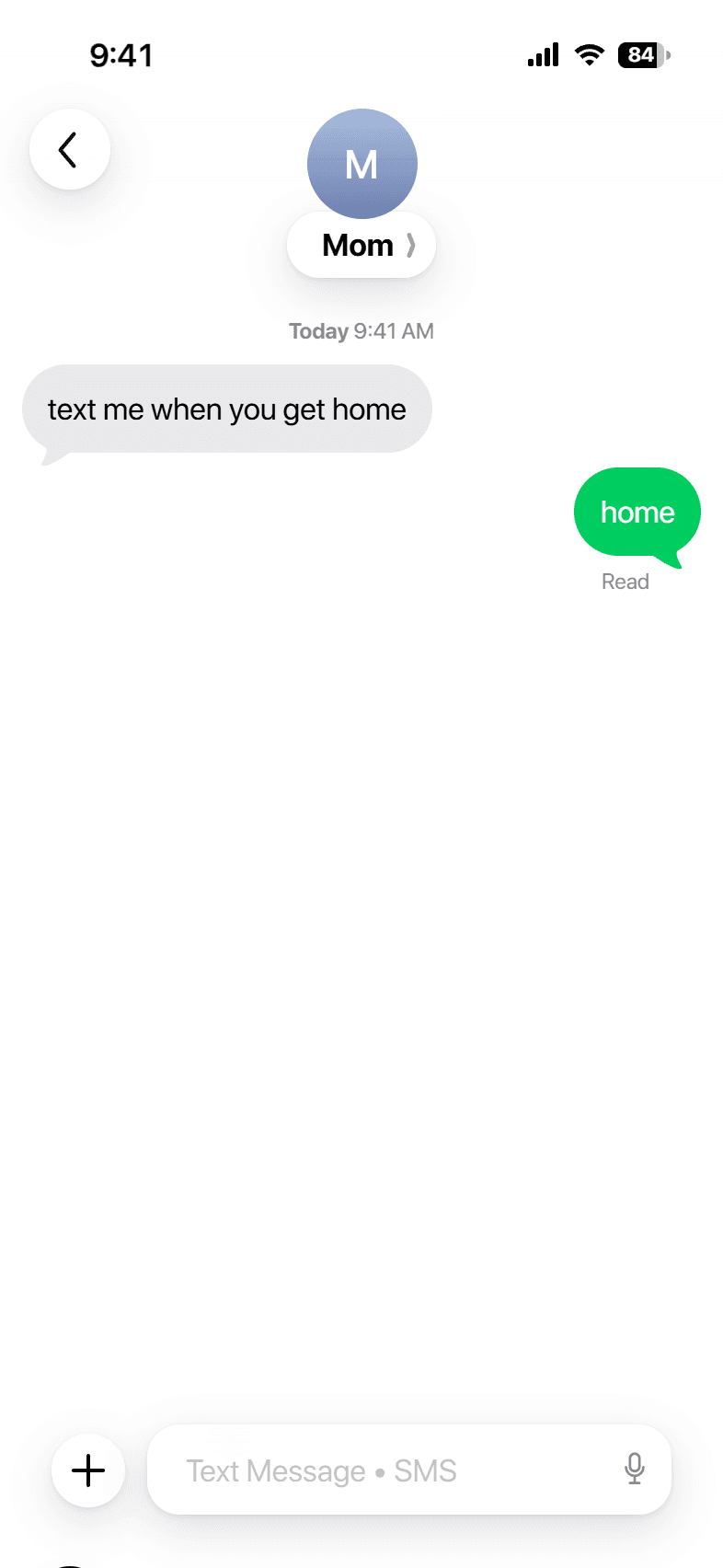 A green SMS reply