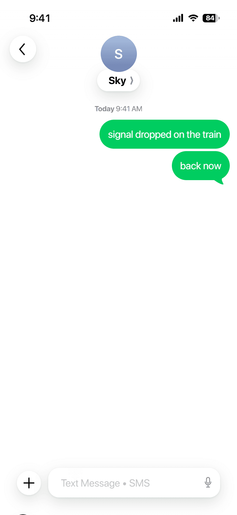 A green SMS screenshot