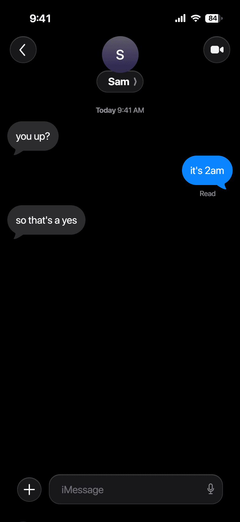 A late reply, in dark mode